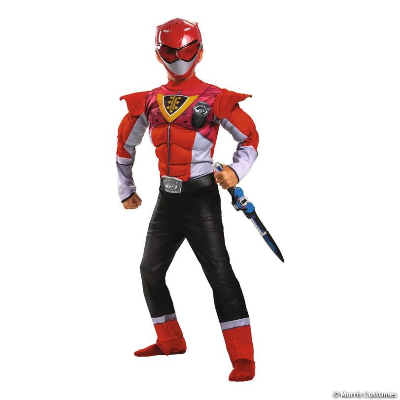 Boy's Classic Power-Up Muscle Mighty Morphin Red Ranger Costume