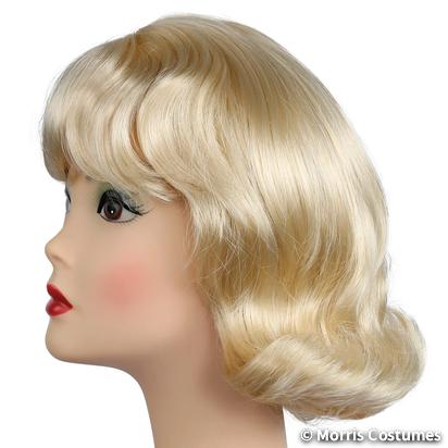 Adults 60s Short-Haired Flip Wig with Bangs - Platinum  display picture 1