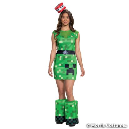 Creeper Prestige Minecraft Kostüm – Grün, Größe Medium (7-8), Mit 3D-Oberteil, Hose Und Charaktermaske, Ideal Für Fans Und Mottopartys